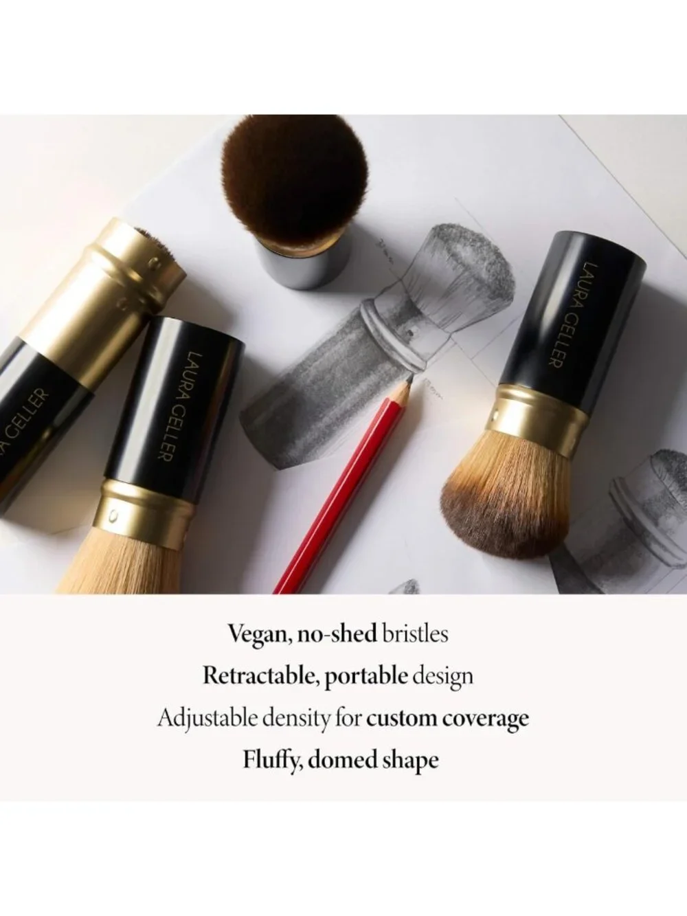 Cruelty-Free Professional Makeup Brushes Set - Retractable Airbrush Kabuki Brush